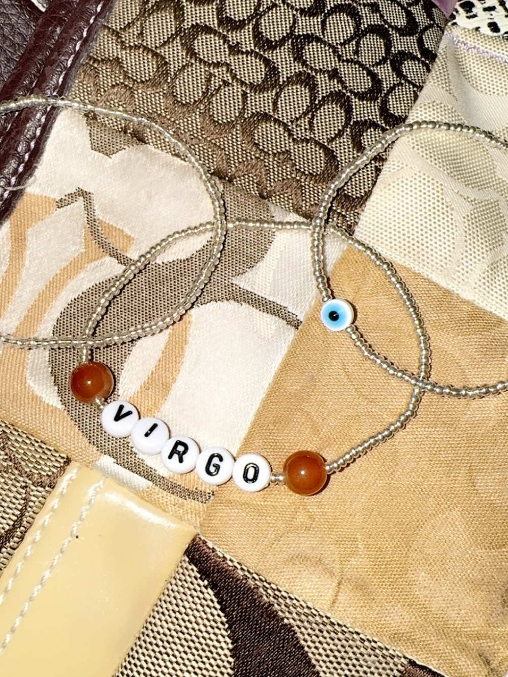 🌎Virgo♍️ set of 3 - zodiac bracelet- plain silver - evil eye protection -